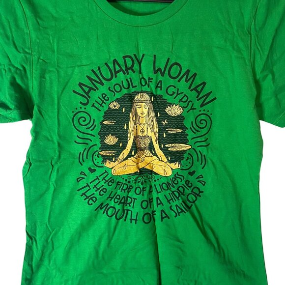 January Woman Graphic Tee Kelly Green Next Level Boyfriend Shirt L Short Sleeves - Picture 9 of 9